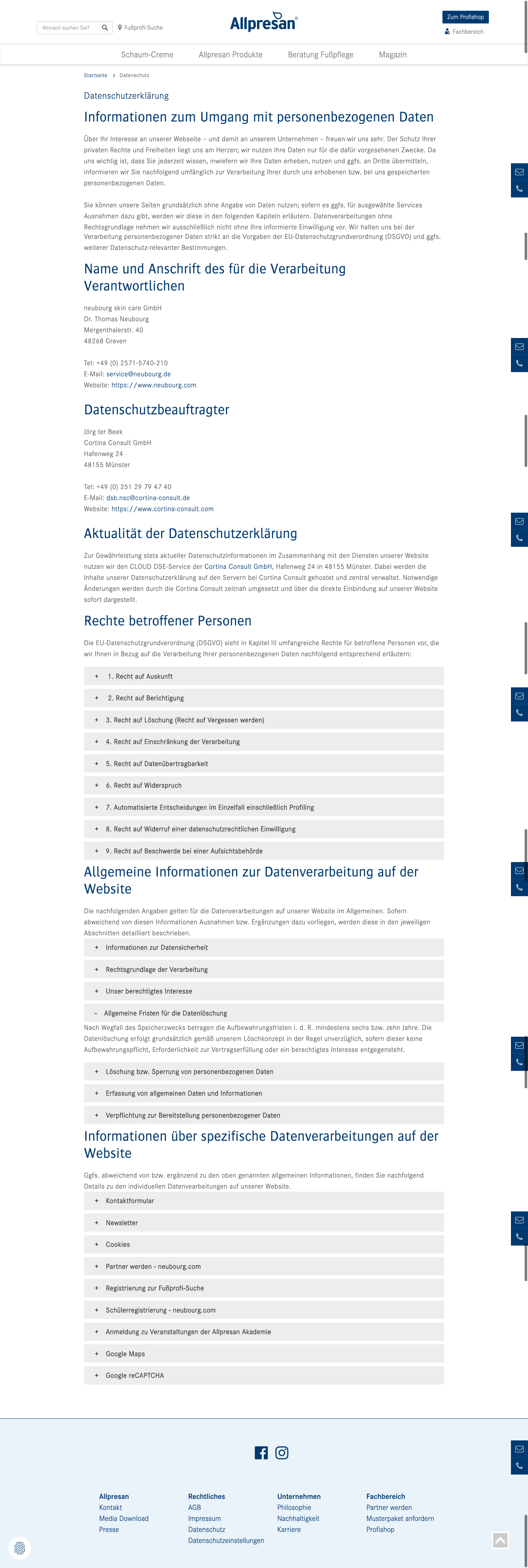 Datenschutzekrlärung Beispiel