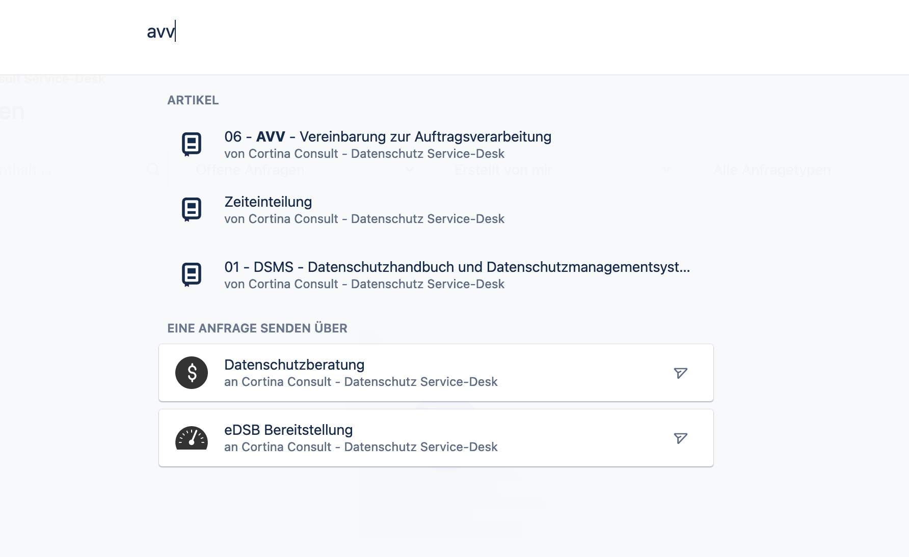Service Desk Suchfunktion Service Desk Suchfunktion