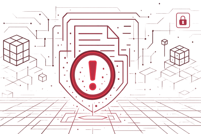 Rotes Warnsymbol mit Ausrufezeichen in einem Schild steht fuer Cyberbedrohung, Sicherheitsrisiko und Datenschutzverletzung