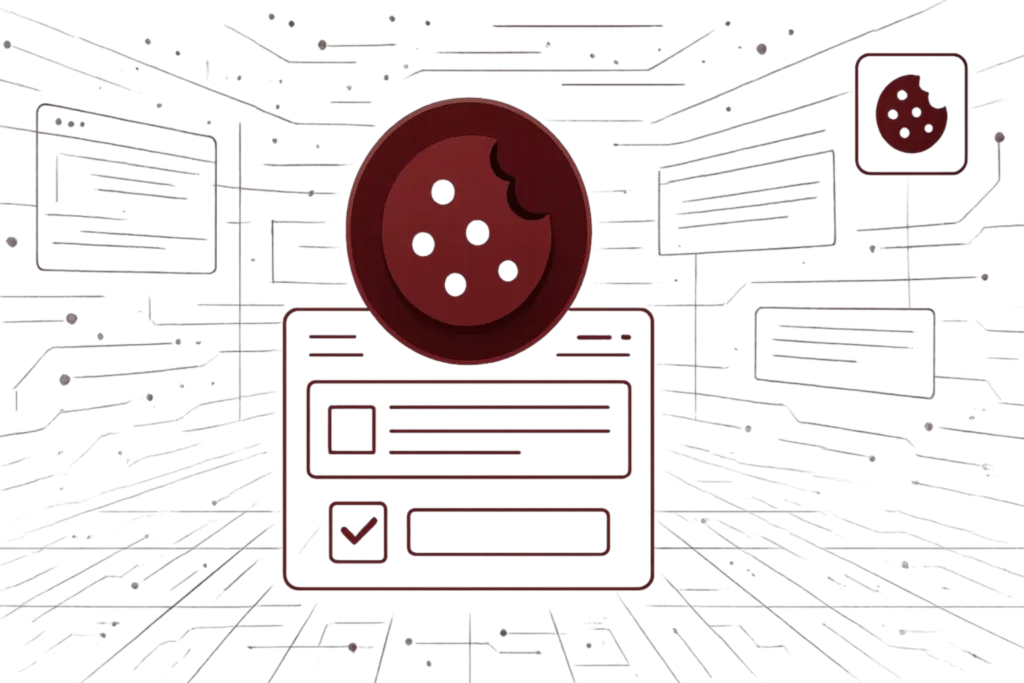 Grafik mit Cookie Symbol steht fuer Cookie Management, Nutzertracking und Datenschutz auf Webseiten