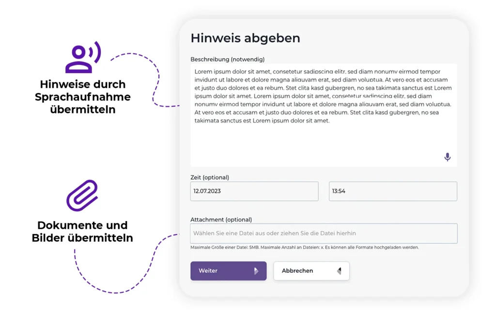 Parlabox Hinweismeldung