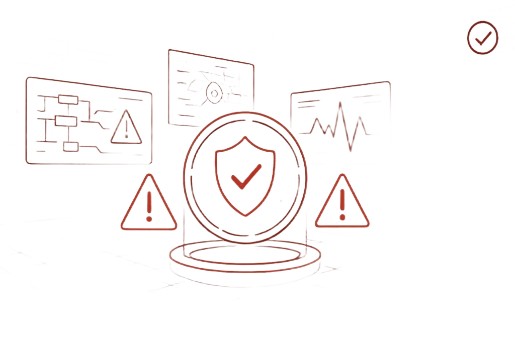 Visualisierung eines Compliance Hub mit Dokumenten, Analysen und Warnsignalen für Risikomanagement im Unternehmen